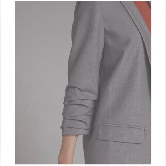Mare Mare x Anthropologie Gray Cinch-Sleeve Open Front Boyfriend Blazer Size XS - Picture 7 of 14